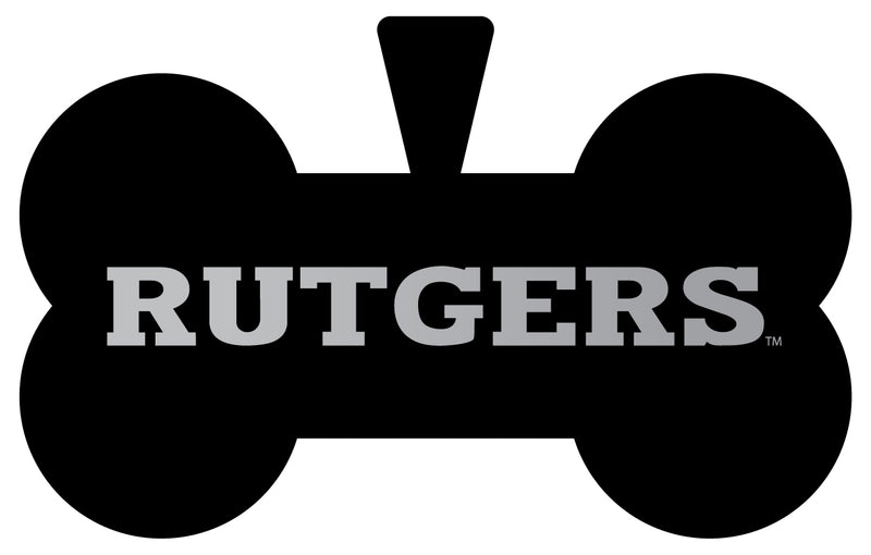 Rutgers Scarlet Knights Dog Tag Matte Black Bone-shaped Engraved Officially Licensed 