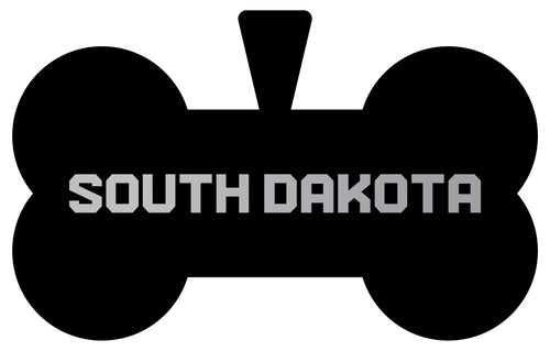South Dakota Coyotes Dog Tag Matte Black Bone-shaped Engraved Officially Licensed 