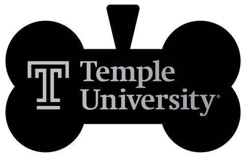 Temple University Dog Tag Matte Black Bone-shaped Engraved Officially Licensed 
