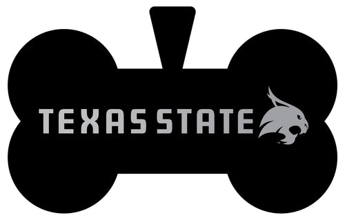 Texas State Bobcats Dog Tag Matte Black Bone-shaped Engraved Officially Licensed 