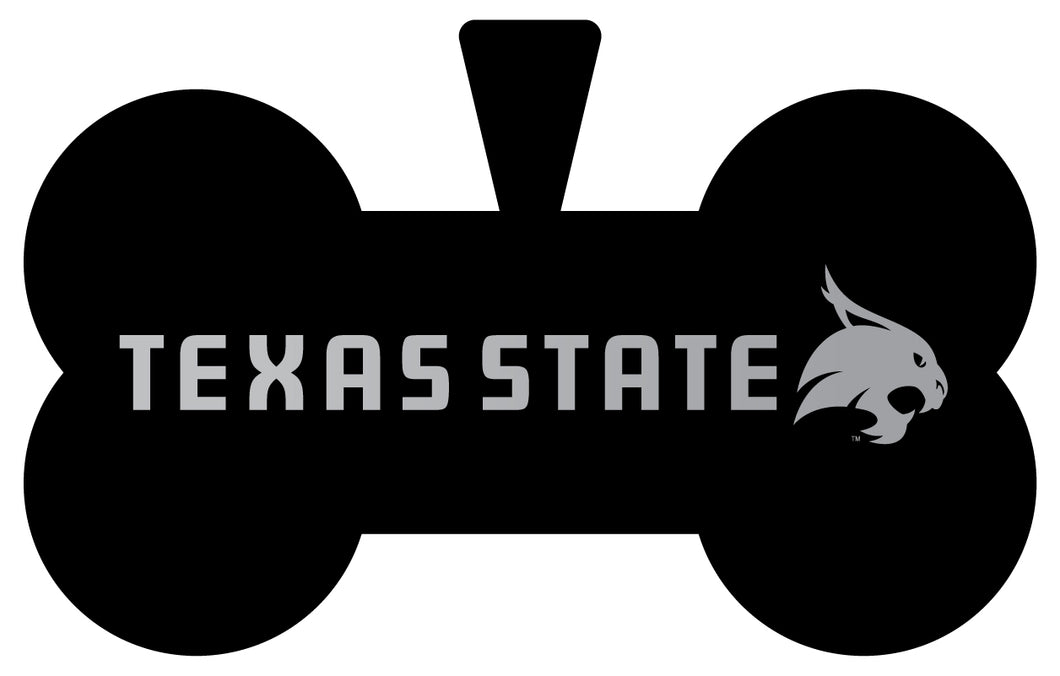 Texas State Bobcats Dog Tag Matte Black Bone-shaped Engraved Officially Licensed 