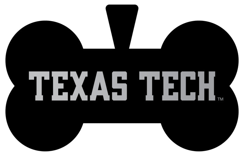 Texas Tech Red Raiders Dog Tag Matte Black Bone-shaped Engraved Officially Licensed 