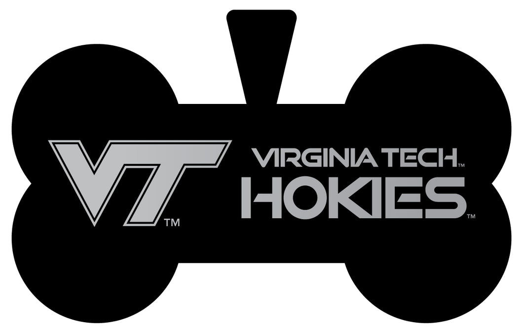 Virginia Tech Hokies Dog Tag Matte Black Bone-shaped Engraved Officially Licensed 