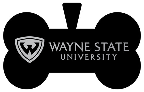 Wayne State Dog Tag Matte Black Bone-shaped Engraved Officially Licensed 