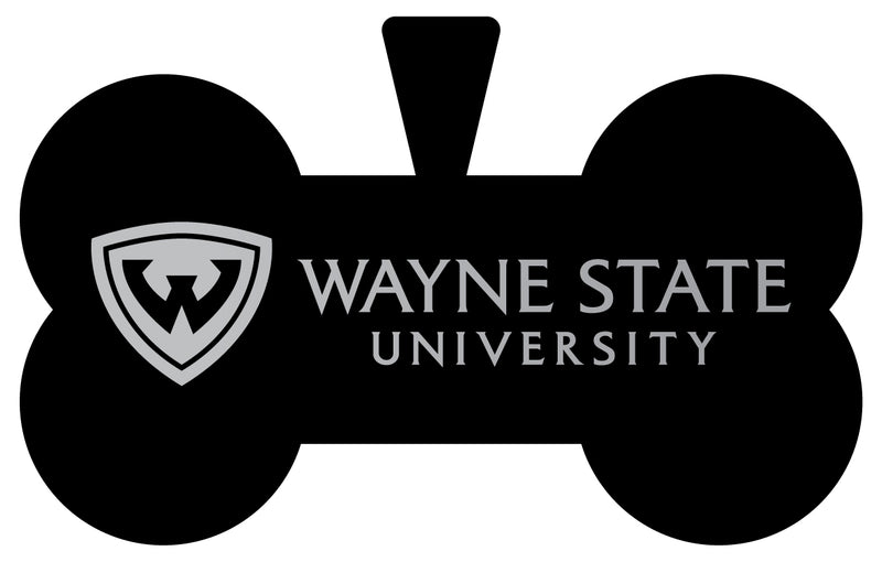 Wayne State Dog Tag Matte Black Bone-shaped Engraved Officially Licensed 