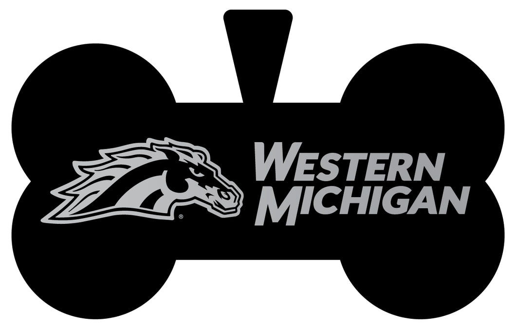Western Michigan University Dog Tag Matte Black Bone-shaped Engraved Officially Licensed 