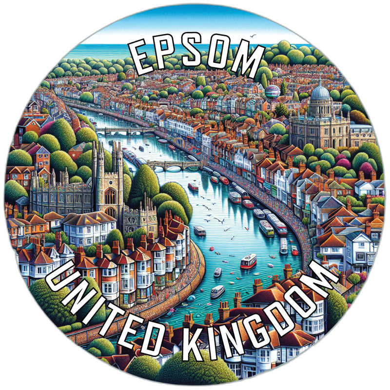 Epsom United Kingdom Souvenir Die Cut Flat Magnet 3-Inch