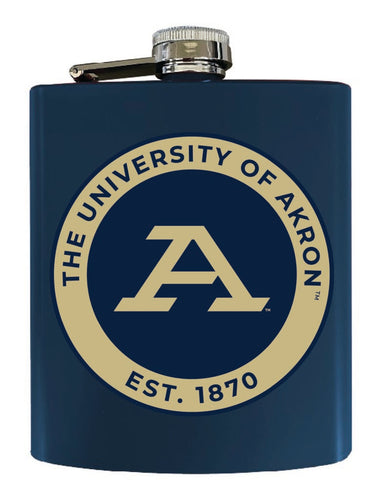 Akron Zips 7 oz Steel Flask Matte Finish Navy Officially Licensed Collegiate Product Single