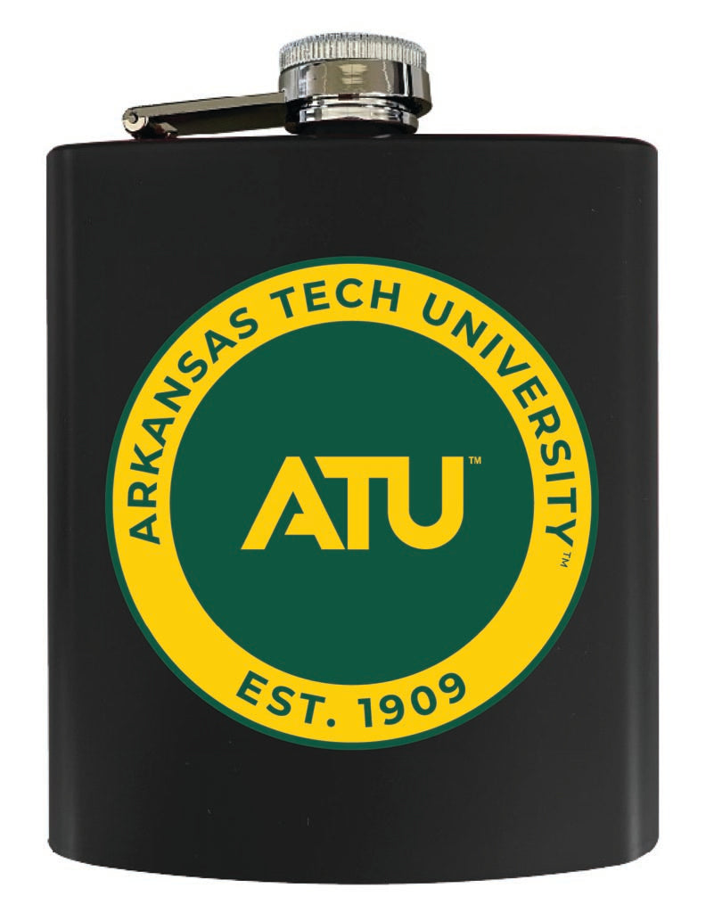 Arkansas Tech University 7 oz Steel Flask Matte Finish Black Officially Licensed Collegiate Product 4-Pack