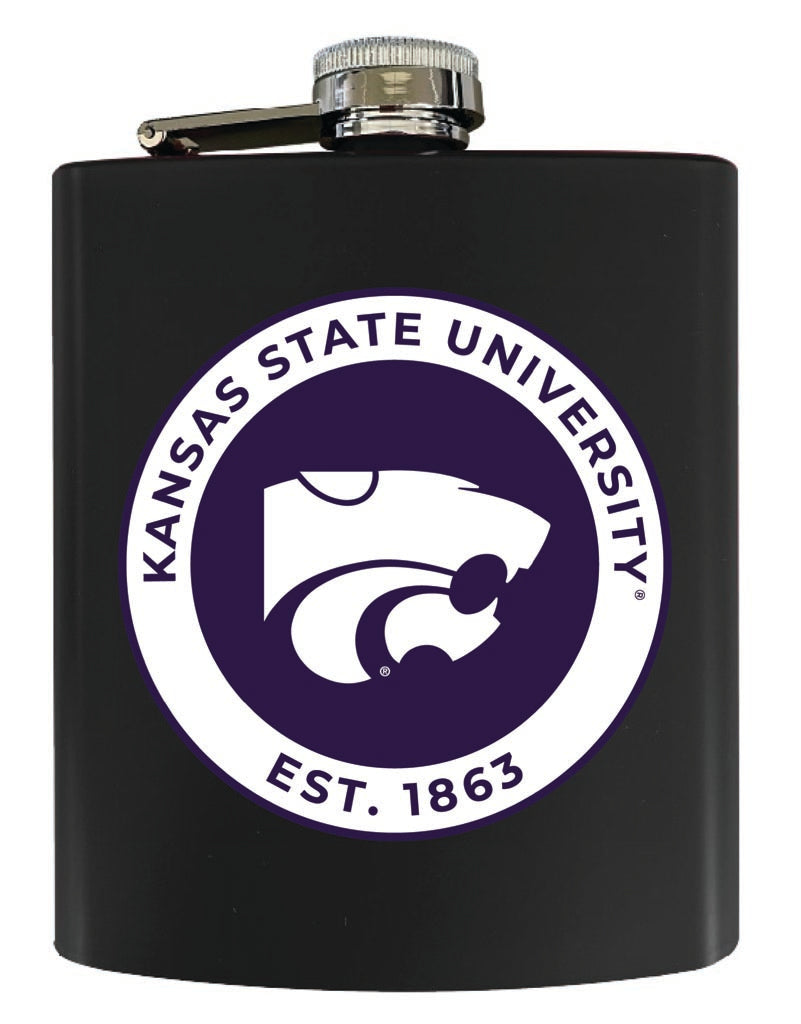 Kansas State Wildcats 7 oz Steel Flask Matte Finish Black Officially Licensed Collegiate Product Single
