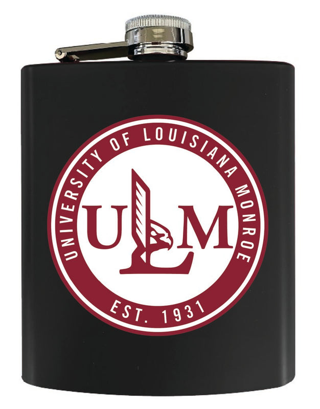 University of Louisiana Monroe 7 oz Steel Flask Matte Finish Black Officially Licensed Collegiate Product 4-Pack