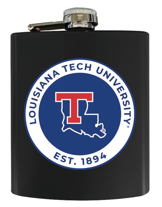Louisiana Tech Bulldogs 7 oz Steel Flask Matte Finish Black Officially Licensed Collegiate Product 4-Pack
