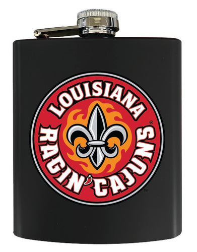 Louisiana at Lafayette Ragin' Cajuns 7 oz Steel Flask Matte Finish Black Officially Licensed Collegiate Product 4-Pack