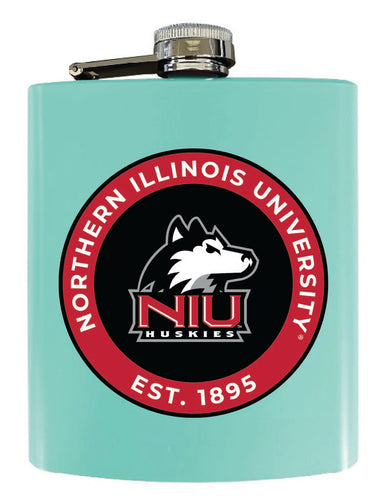 Northern Illinois Huskies 7 oz Steel Flask Matte Finish Seafoam Officially Licensed Collegiate Product 4-Pack
