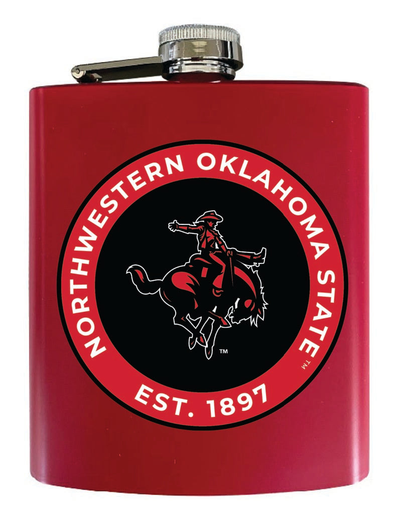 Northwestern Oklahoma State University 7 oz Steel Flask Matte Finish Red Officially Licensed Collegiate Product Single