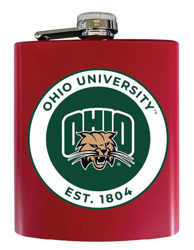 Ohio University 7 oz Steel Flask Matte Finish Red Officially Licensed Collegiate Product Single