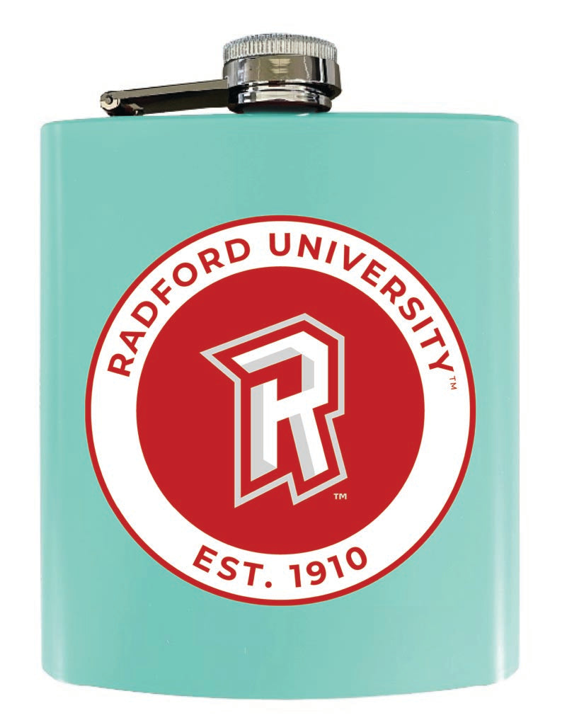 Radford University Highlanders 7 oz Steel Flask Matte Finish Seafoam Officially Licensed Collegiate Product 2-Pack