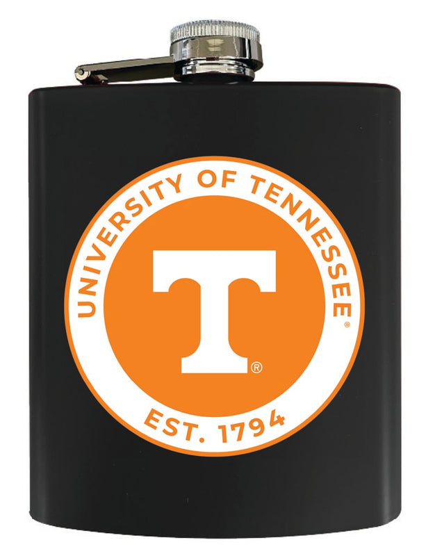 Tennessee Knoxville Volunteers 7 oz Steel Flask Matte Finish Black Officially Licensed Collegiate Product 2-Pack