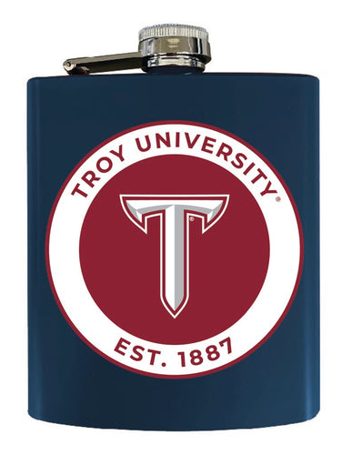 Troy University 7 oz Steel Flask Matte Finish Navy Officially Licensed Collegiate Product Single