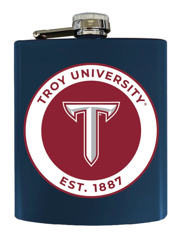 Troy University 7 oz Steel Flask Matte Finish Navy Officially Licensed Collegiate Product Single