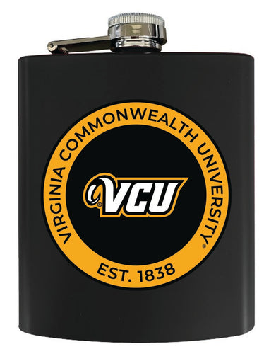 Virginia Commonwealth 7 oz Steel Flask Matte Finish Black Officially Licensed Collegiate Product 4-Pack