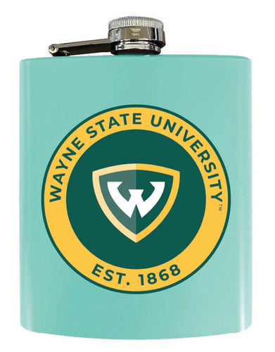 Wayne State 7 oz Steel Flask Matte Finish Seafoam Officially Licensed Collegiate Product 4-Pack