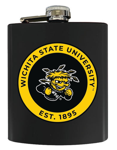 Wichita State Shockers 7 oz Steel Flask Matte Finish Black Officially Licensed Collegiate Product Single