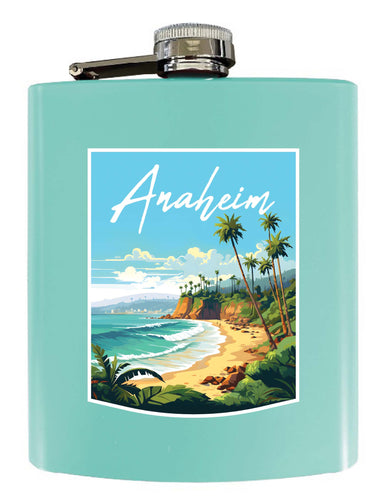Anaheim California Design B Souvenir 7 oz Steel Flask Matte Finish Seafoam Single