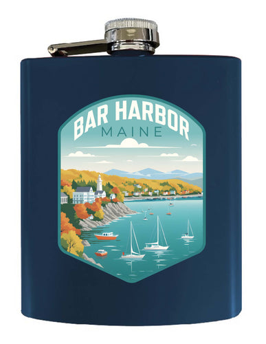 Bar Harbor Maine Design A Souvenir 7 oz Steel Flask Matte Finish Navy 2-Pack