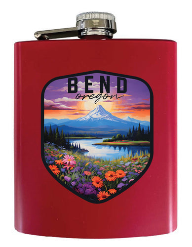 Bend Oregon Design A Souvenir 7 oz Steel Flask Matte Finish Red 4-Pack