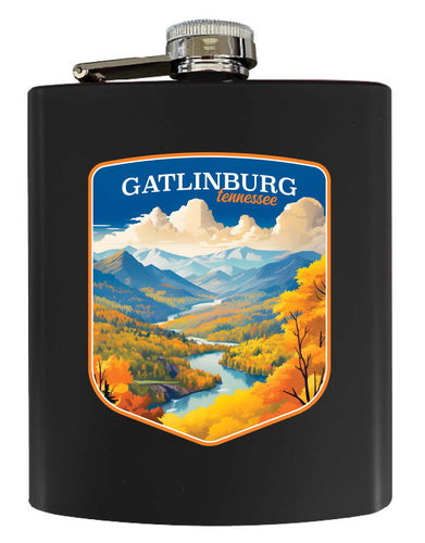 Gatlinburg Tennessee Design D Souvenir 7 oz Steel Flask Matte Finish Black 2-Pack