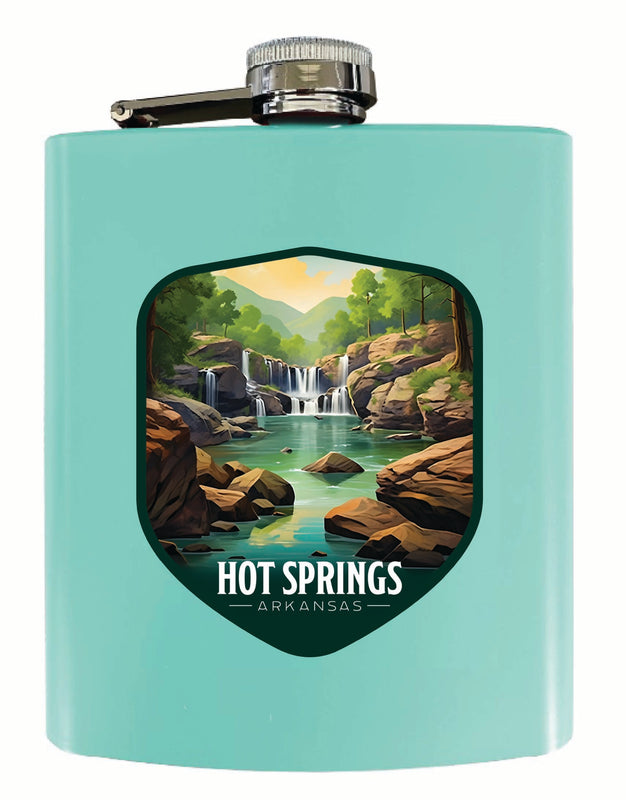 Hot Springs Arkansas Lake Springs Design Souvenir 7 oz Steel Flask ...