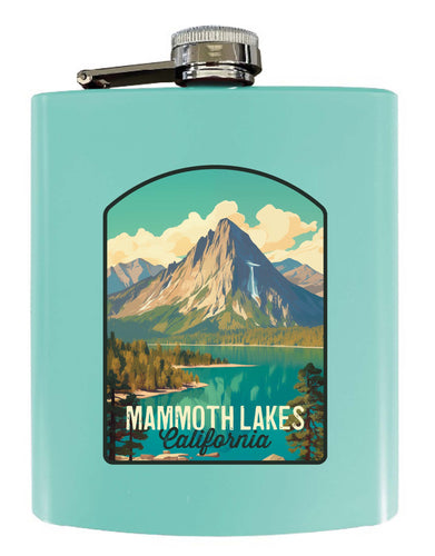 Mammoth Lakes California Design A Souvenir 7 oz Steel Flask Matte Finish Seafoam 4-Pack
