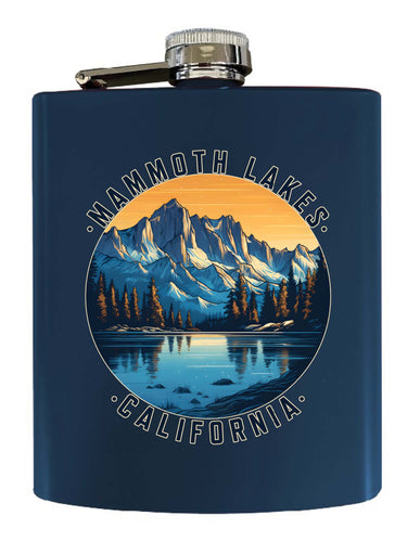 Mammoth Lakes California Design B Souvenir 7 oz Steel Flask Matte Finish Navy 2-Pack