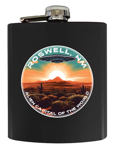 Roswell New Mexico Design A Souvenir 7 oz Steel Flask Matte Finish Black 4-Pack