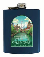 Load image into Gallery viewer, Shanghai China Old Town Design Souvenir 7 oz Steel Flask Matte Finish
