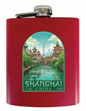 Load image into Gallery viewer, Shanghai China Old Town Design Souvenir 7 oz Steel Flask Matte Finish
