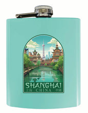 Load image into Gallery viewer, Shanghai China Old Town Design Souvenir 7 oz Steel Flask Matte Finish
