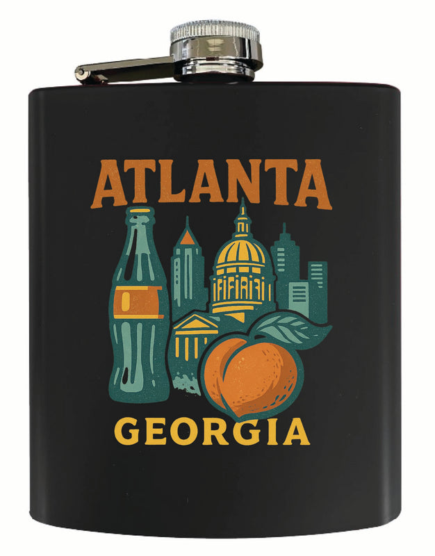 Atlanta Georgia Vintage Design Souvenir 7 oz Steel Flask Matte Finish Black
