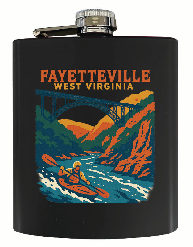 Fayetteville West Virginia Vintage Design Souvenir 7 oz Steel Flask Matte Finish Black