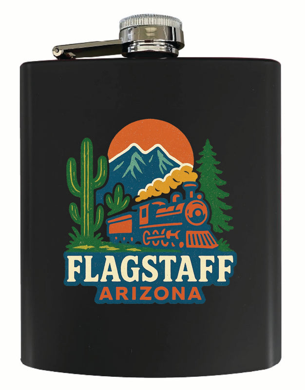 Flagstaff Arizona Vintage Design Souvenir 7 oz Steel Flask Matte Finish Black