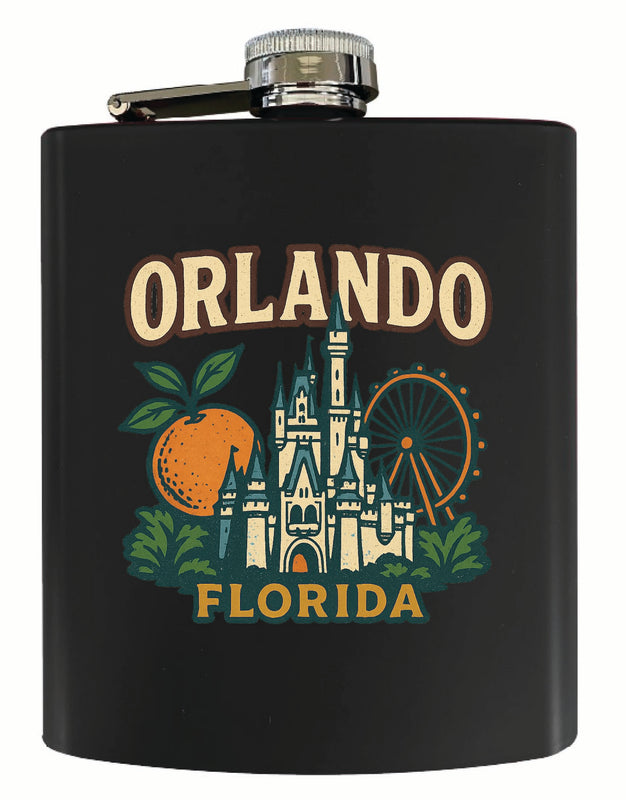 Orlando Florida Vintage Design Souvenir 7 oz Steel Flask Matte Finish Black