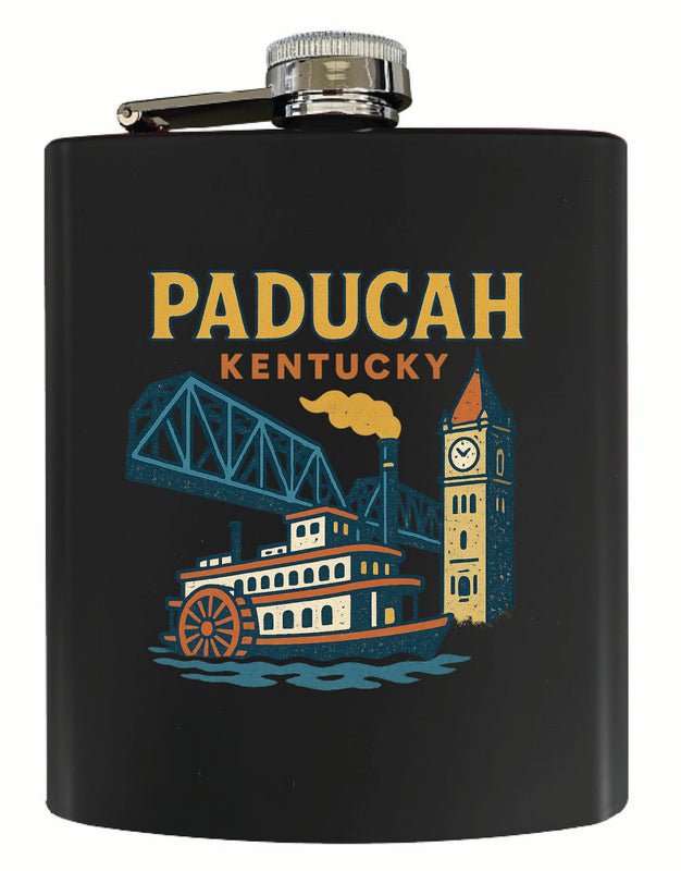 Paducah Kentucky Vintage Design Souvenir 7 oz Steel Flask Matte Finish Black
