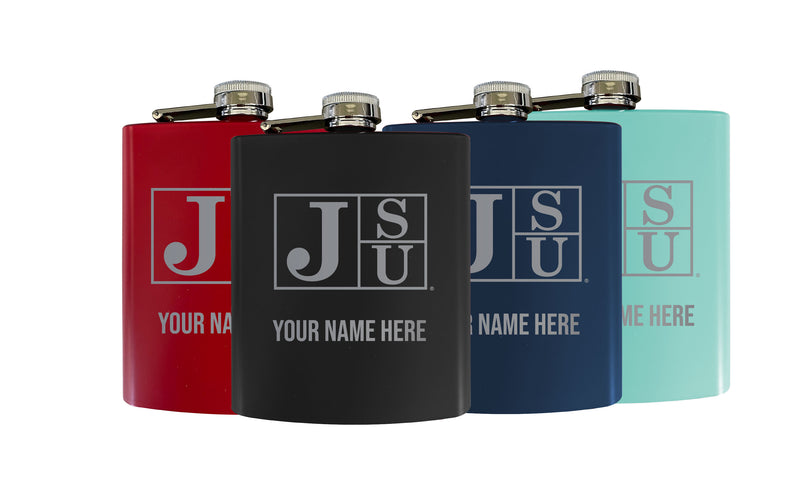 Jackson State University Customizable 7 oz Engraved Steel Flask Matte Finish Officially Licensed - Choice of Color 