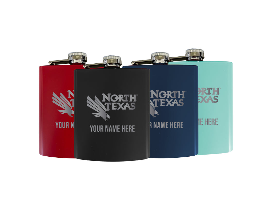 North Texas Customizable 7 oz Engraved Steel Flask Matte Finish Officially Licensed Collegiate Product