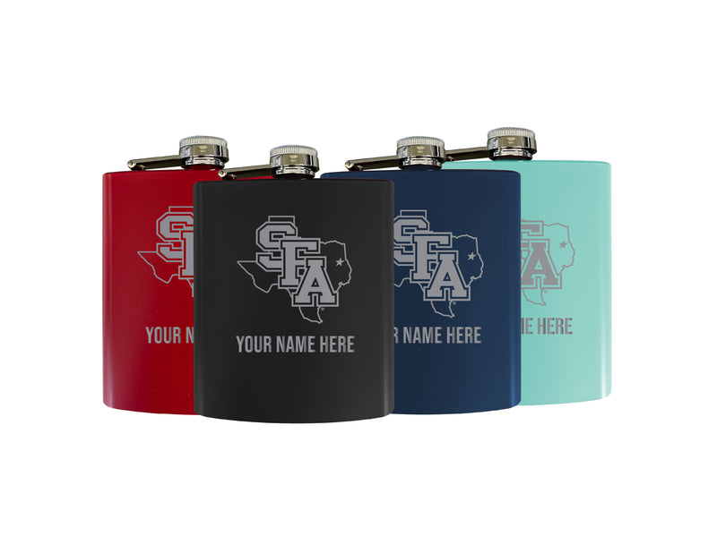Stephen F. Austin State University Customizable 7 oz Engraved Steel Flask Matte Finish Officially Licensed - Choice of Color 