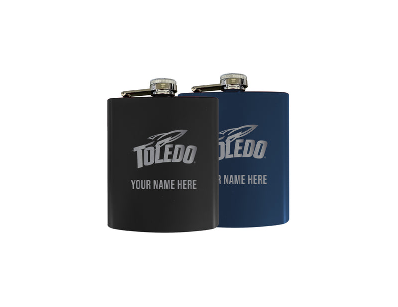 Toledo Rockets Customizable 7 oz Engraved Steel Flask Matte Finish Officially Licensed - Choice of Color 