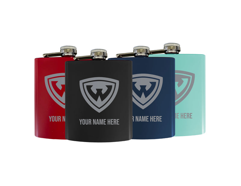 Wayne State Customizable 7 oz Engraved Steel Flask Matte Finish Officially Licensed - Choice of Color 