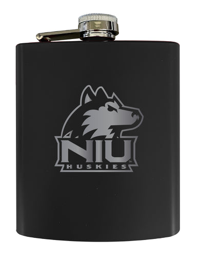 Northern Illinois Huskies Stainless Steel Etched Flask 7 oz - Officially Licensed, Choose Your Color, Matte Finish