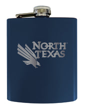 Load image into Gallery viewer, North Texas Stainless Steel Etched Flask 7 oz - Officially Licensed, Choose Your Color, Matte Finish
